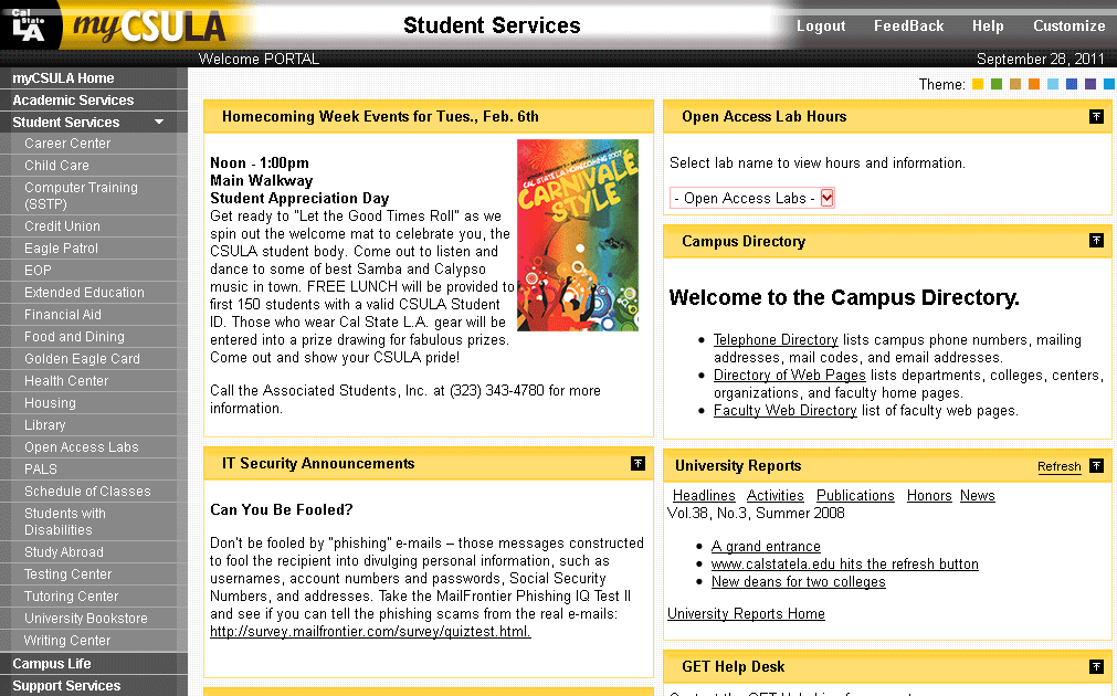 screencap of mycsula portal